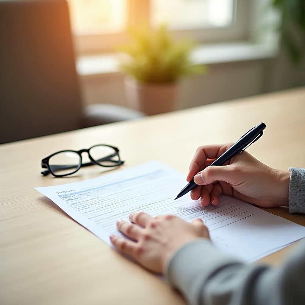 Dokumenty i długopis przygotowane na biurku